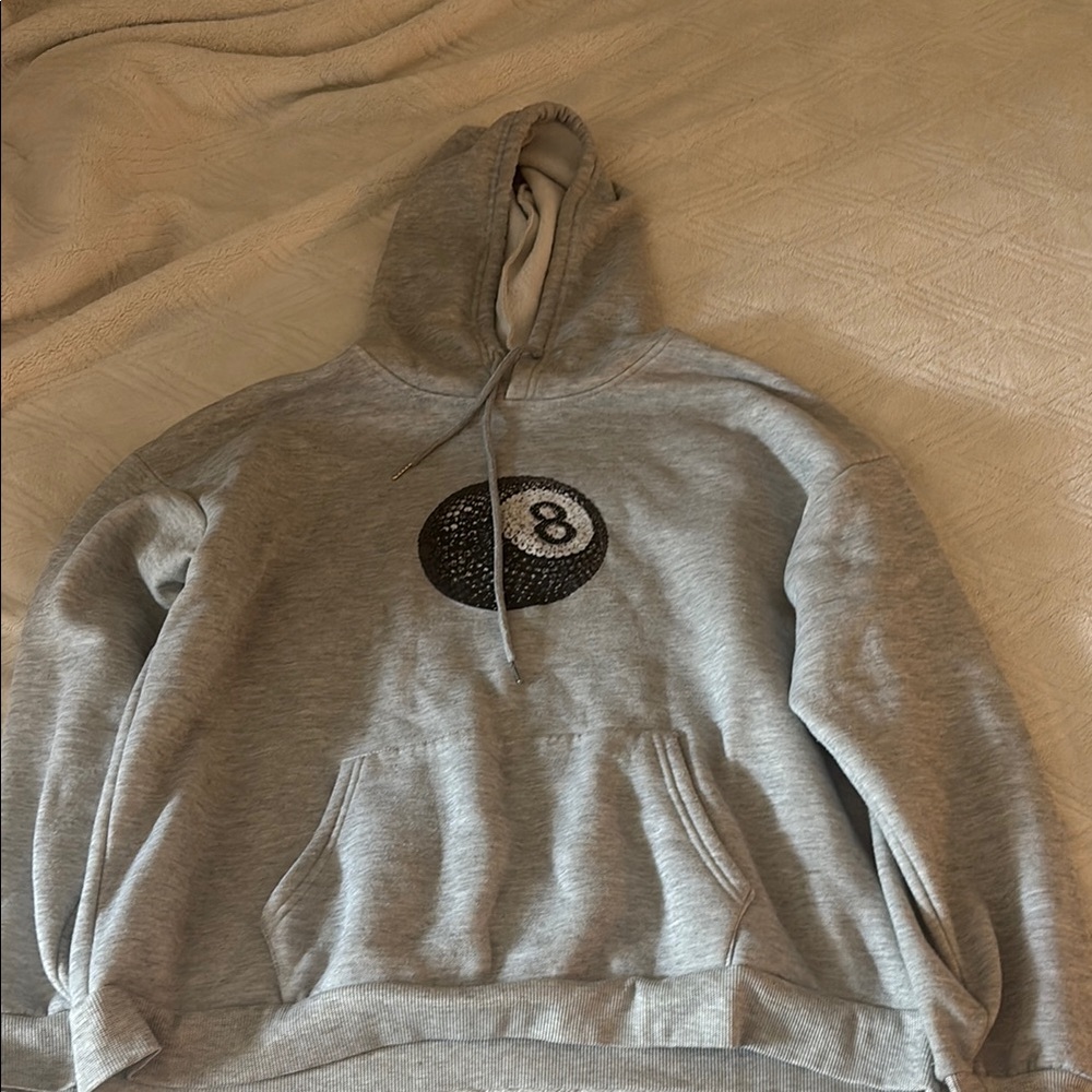 SHEIN Gray Hoodie with 8 Ball Design